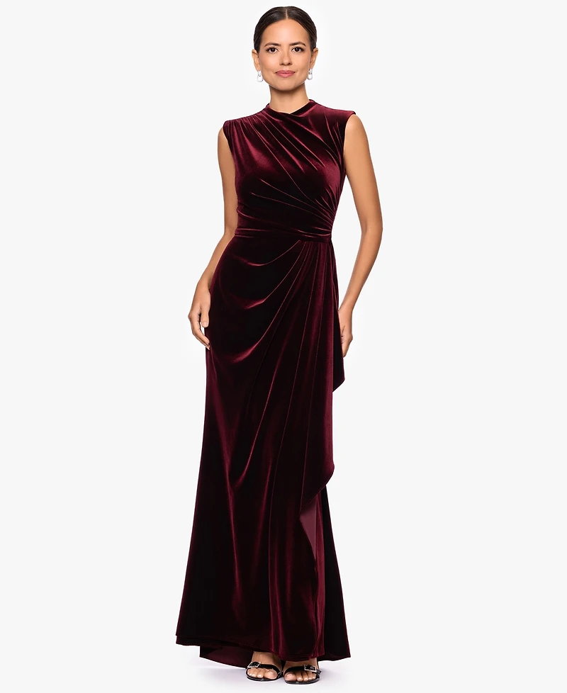 Betsy & Adam Petite Ruched Sleeveless Dress