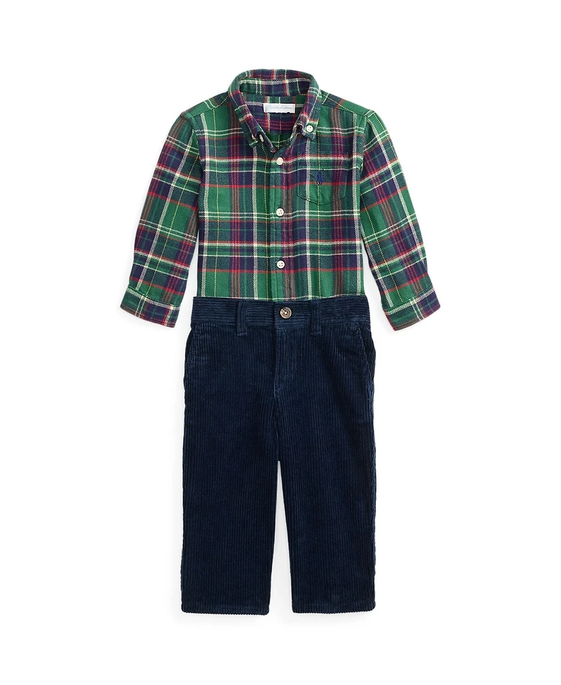 Polo Ralph Lauren Baby Boys 2-Piece Long Sleeves Shirt and Pants Set