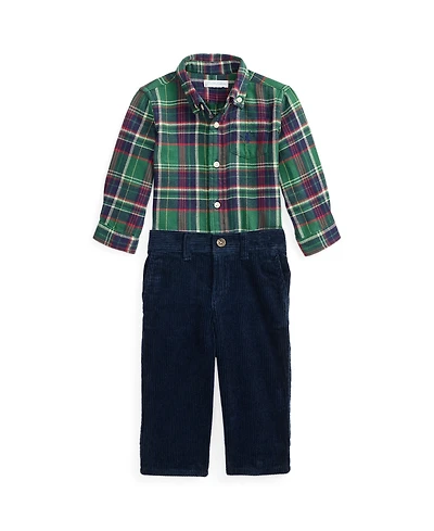 Polo Ralph Lauren Baby Boys 2-Piece Long Sleeves Shirt and Pants Set
