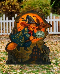 Designocracy Halloween Flying Witch Door Wall Hanger
