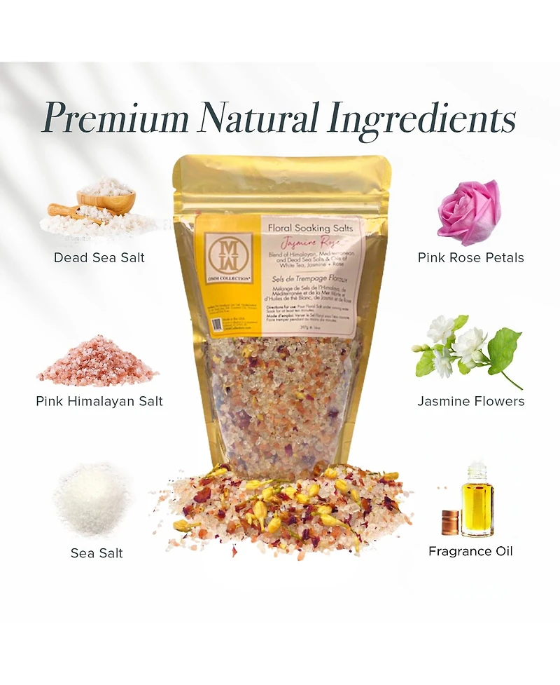 Omm Collection Floral Soaking Bath Salts Jasmin Rose Bag 14oz
