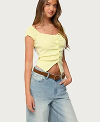 Edikted Women's Lilibet Sweetheart Button Up Top