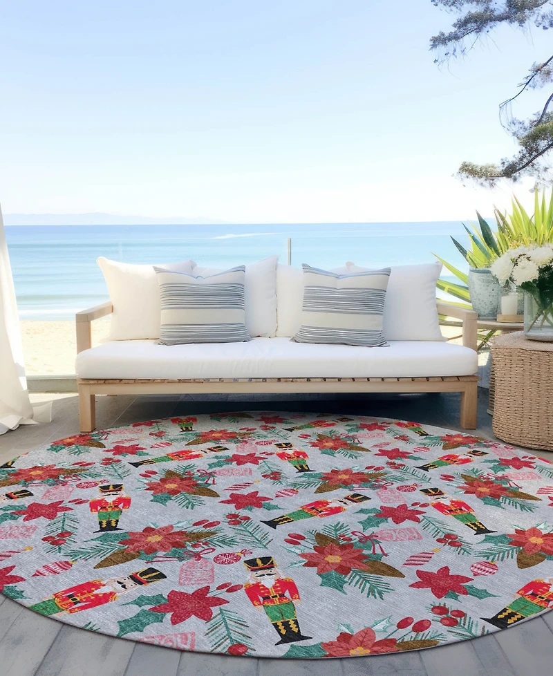 Addison Holiday Washable Indoor/Outdoor ACN1822 8'x8' Round Area Rug