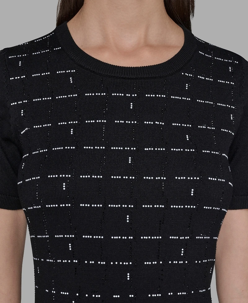 Karl Lagerfeld Paris Women's Embellished Crew Neck Sweater Dress