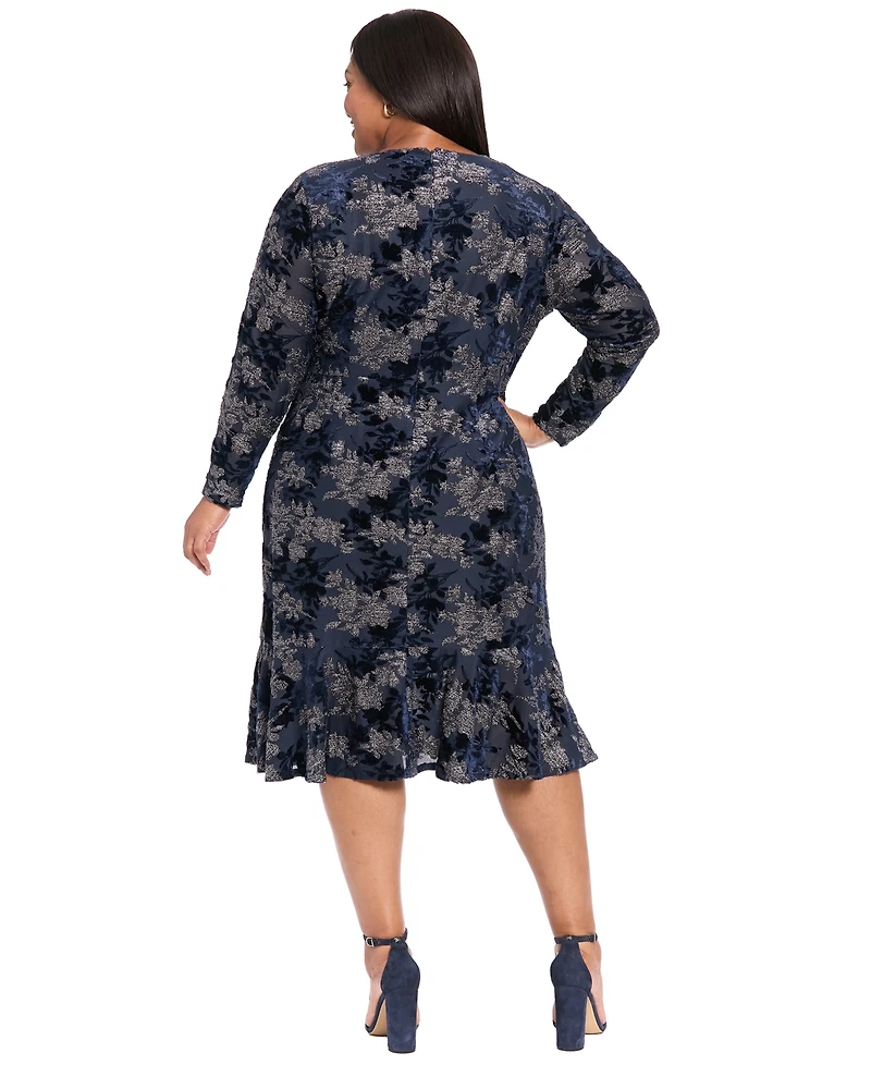 London Times Plus Size Print Scoop-Neck Sleeveless Dress