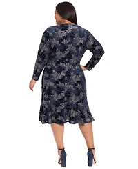 London Times Plus Size Print Scoop-Neck Sleeveless Dress