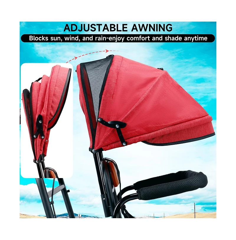 Artudatech 20 inches Pet Dog Cart Tricycle Shopping Three Wheel Tricycle with Sunshade