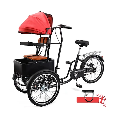 Artudatech 20 inches Pet Dog Cart Tricycle Shopping Three Wheel Tricycle with Sunshade
