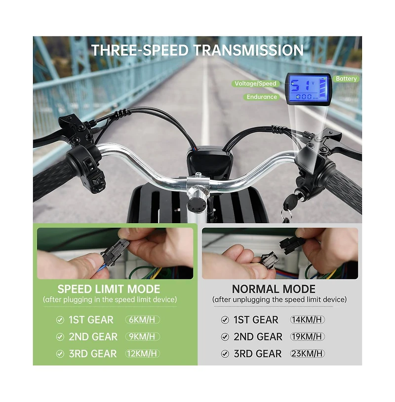 Artudatech 400W 48V 12A Elder Electric folding trike 3 wheel e-bike with Rear Seat