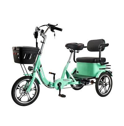 Artudatech 400W 48V 12A Elder Electric folding trike 3 wheel e-bike with Rear Seat