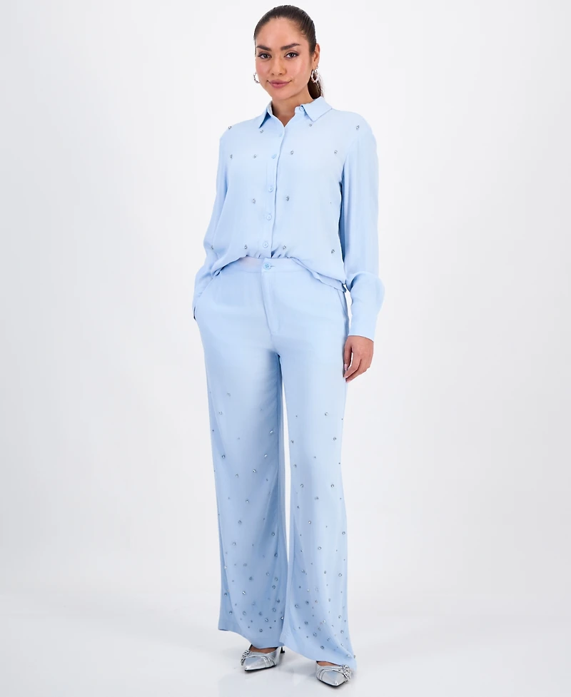 I.n.c. International Concepts Petite Embellished High-Rise Wide-Leg Pants, Macy's Exclusive