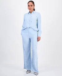 I.n.c. International Concepts Petite Embellished High-Rise Wide-Leg Pants, Macy's Exclusive