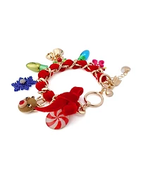 Betsey Johnson Faux Cultivated Pearl Santa Baby Charm Bracelet