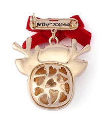 Betsey Johnson Faux Stone Santa Baby Reindeer Brooch