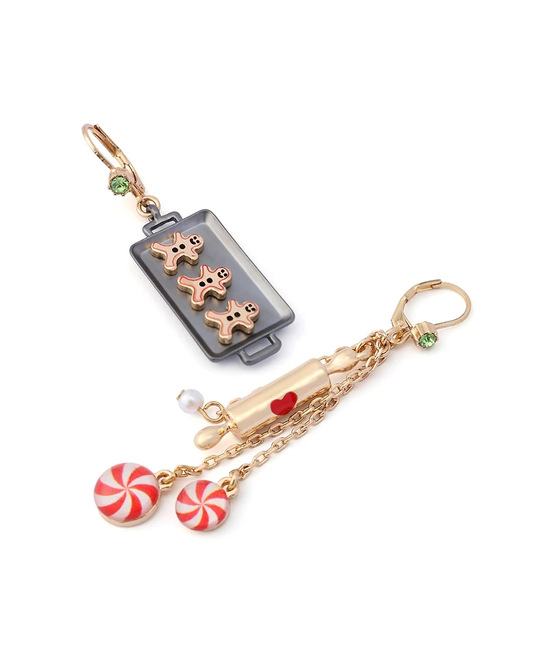 Betsey Johnson Faux Stone Santa Baby Gingerbread Cookie Drop Earrings
