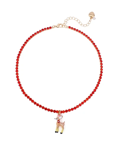 Betsey Johnson Faux Stone Santa Baby Reindeer Pendant Necklace
