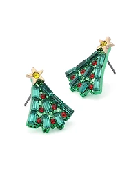 Betsey Johnson Faux Stone Santa Baby Christmas Tree Stud Earrings