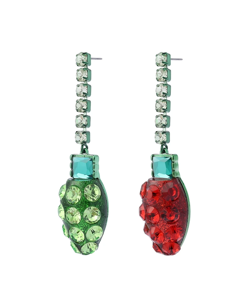 Betsey Johnson Faux Stone Santa Baby Christmas Lights Earrings