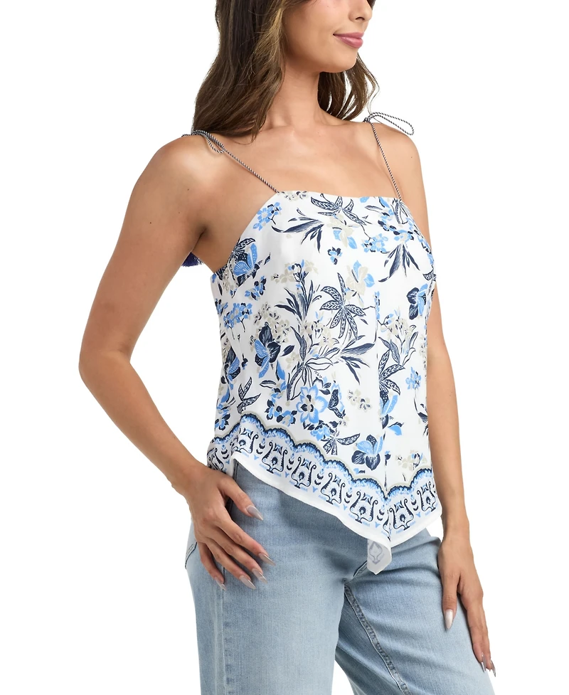 Bcx Women's Resort Printed Tie Scarf Top