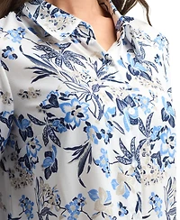 Bcx Women's Resort Button Front Boarder Shirt