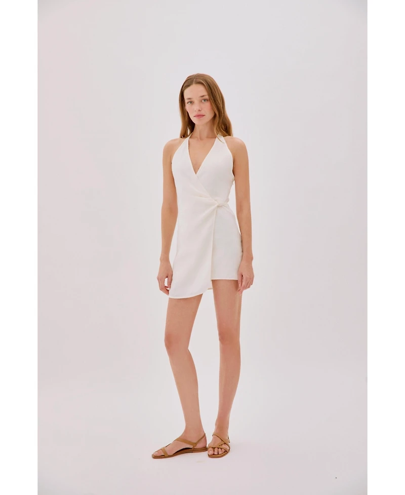Labeca London Women's Sadie Linen Wrap Mini Dress