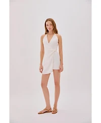 Labeca London Women's Sadie Linen Wrap Mini Dress