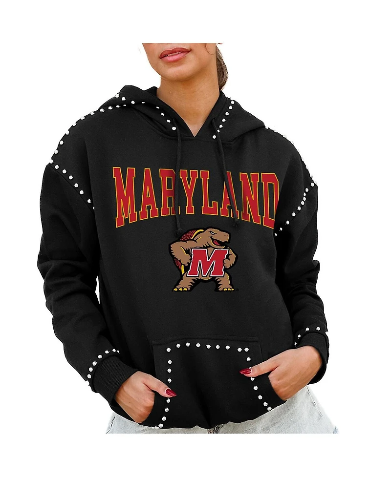 Gameday Couture Women's Black Maryland Terrapins Studded Pullover Hoodie
