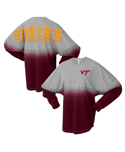 Spirit Jersey Men's and Women's Maroon/Gray Virginia Tech Hokies Ombre Long Sleeve T-Shirt