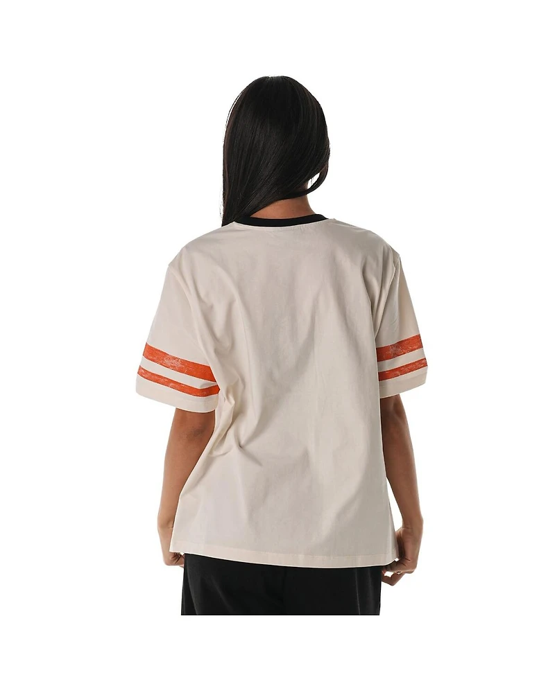 The Wild Collective Women's Cream Cincinnati Bengals Vintage Drop Shoulder Oversized Boyfriend T-Shirt
