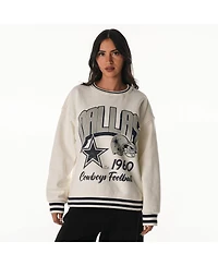 The Wild Collective Women's Cream Dallas Cowboys Oversized Vintage French Terry Sweatshirt