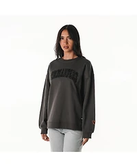 The Wild Collective Women's Charcoal Washington Commanders Rock Crystal Oversized Crewneck Sweatshirt