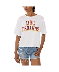 Gameday Couture Women's White Usc Trojans Claim To Fame Boxy Cropped T-Shirt