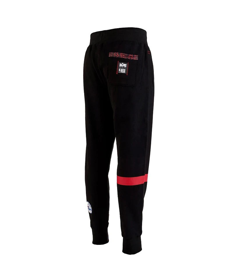 Two Hype x Nba Men's Black Philadelphia 76ers Culture Hoops Collection Premium Jogger Pants
