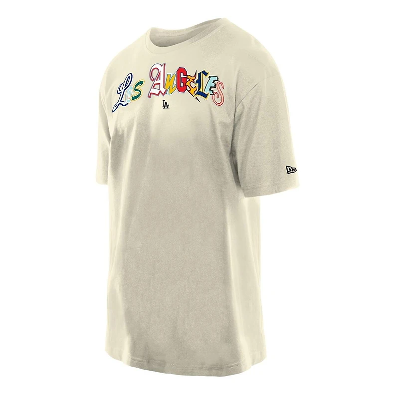 New Era Men's Cream Los Angeles Dodgers Ransom Note Oversized T-Shirt