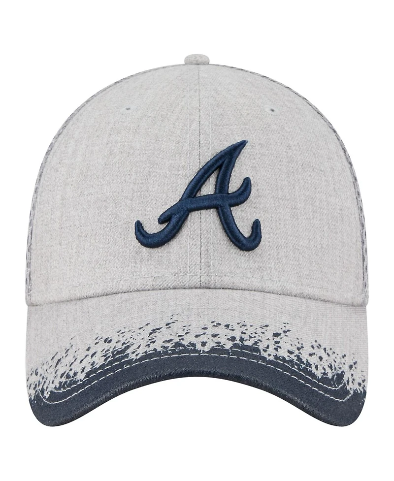 New Era Men's Gray Atlanta Braves Visor Paint Splatter 39THIRTY Flex Hat