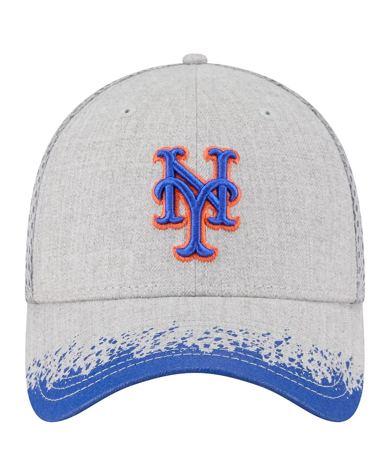 New Era Men's Gray York Mets Visor Paint Splatter 39THIRTY Flex Hat