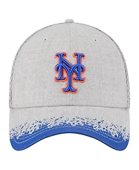 New Era Men's Gray York Mets Visor Paint Splatter 39THIRTY Flex Hat