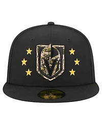 New Era Men's Black Vegas Golden Knights Military Appreciation Digital Camo Stars 59FIFTY Fitted Hat