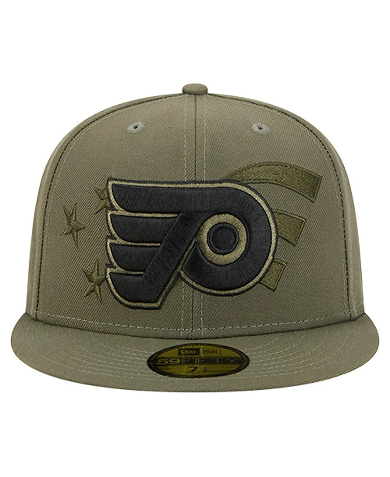 New Era Men's Olive Philadelphia Flyers Military Appreciation Flag 59FIFTY Fitted Hat