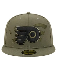 New Era Men's Olive Philadelphia Flyers Military Appreciation Flag 59FIFTY Fitted Hat