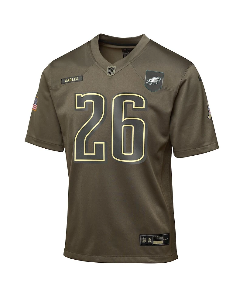 Nike Big Boys and Girls Saquon Barkley Olive Philadelphia Eagles 2025 Salute to Service Game Jersey