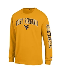 Champion Men's Gold West Virginia Mountaineers Arch Over Logo 2-Hit Long Sleeve T-Shirt