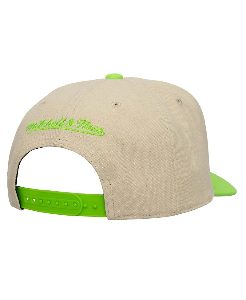 Mitchell & Ness Men's Cream/Rave Green Seattle Sounders Fc Upside Down Pro Pinch Snapback Hat