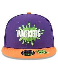 New Era Big Boys and Girls Purple/Orange Green Bay Packers Nickelodeon Slime 9FIFTY Snapback Hat