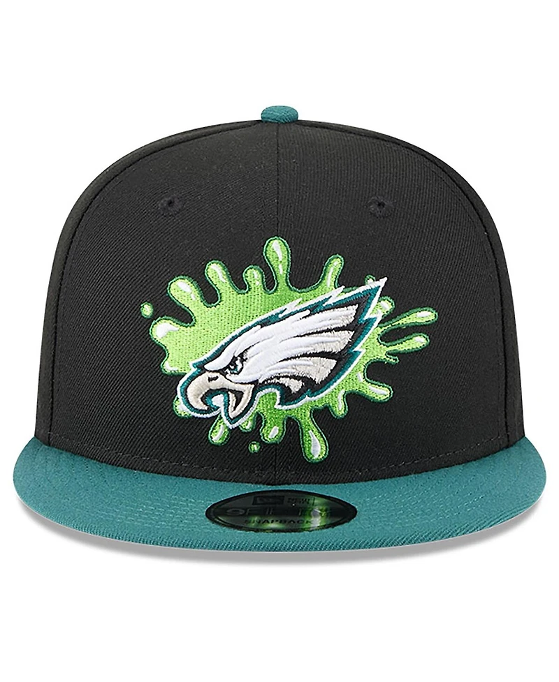 New Era Men's Black/Midnight Green Philadelphia Eagles Nickelodeon Slime 9FIFTY Snapback Hat