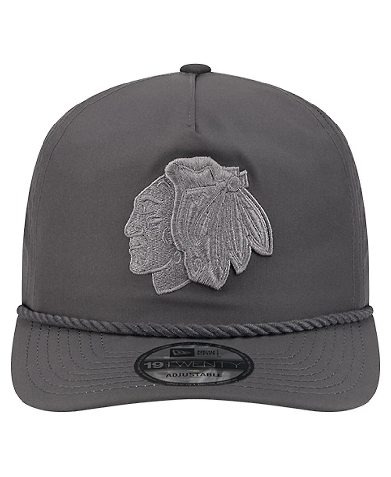 New Era Men's Graphite Chicago Blackhawks Tonal Rope 19TWENTY Adjustable Hat