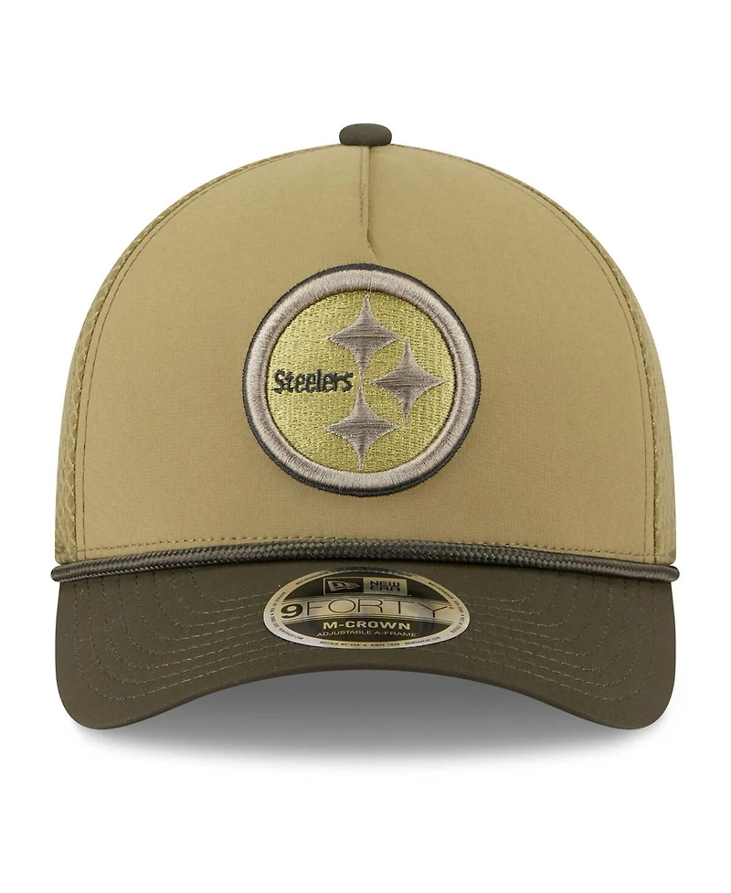 New Era Men's Green Pittsburgh Steelers 2025 Salute to Service 9FORTY A-Frame M-Crown Adjustable Hat