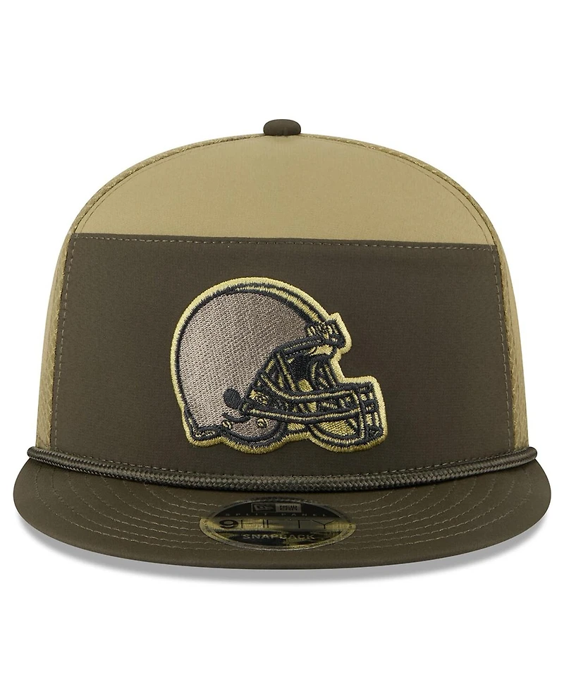 New Era Men's Dark Green Cleveland Browns 2025 Salute to Service Split Panel 9FIFTY Snapback Hat