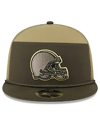 New Era Men's Dark Green Cleveland Browns 2025 Salute to Service Split Panel 9FIFTY Snapback Hat
