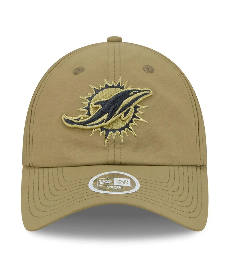 New Era Women's Green Miami Dolphins 2025 Salute to Service Pony Tail Adjustable Hat